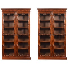 Antique Pair of Rococo Revival Mahogany Bookcases