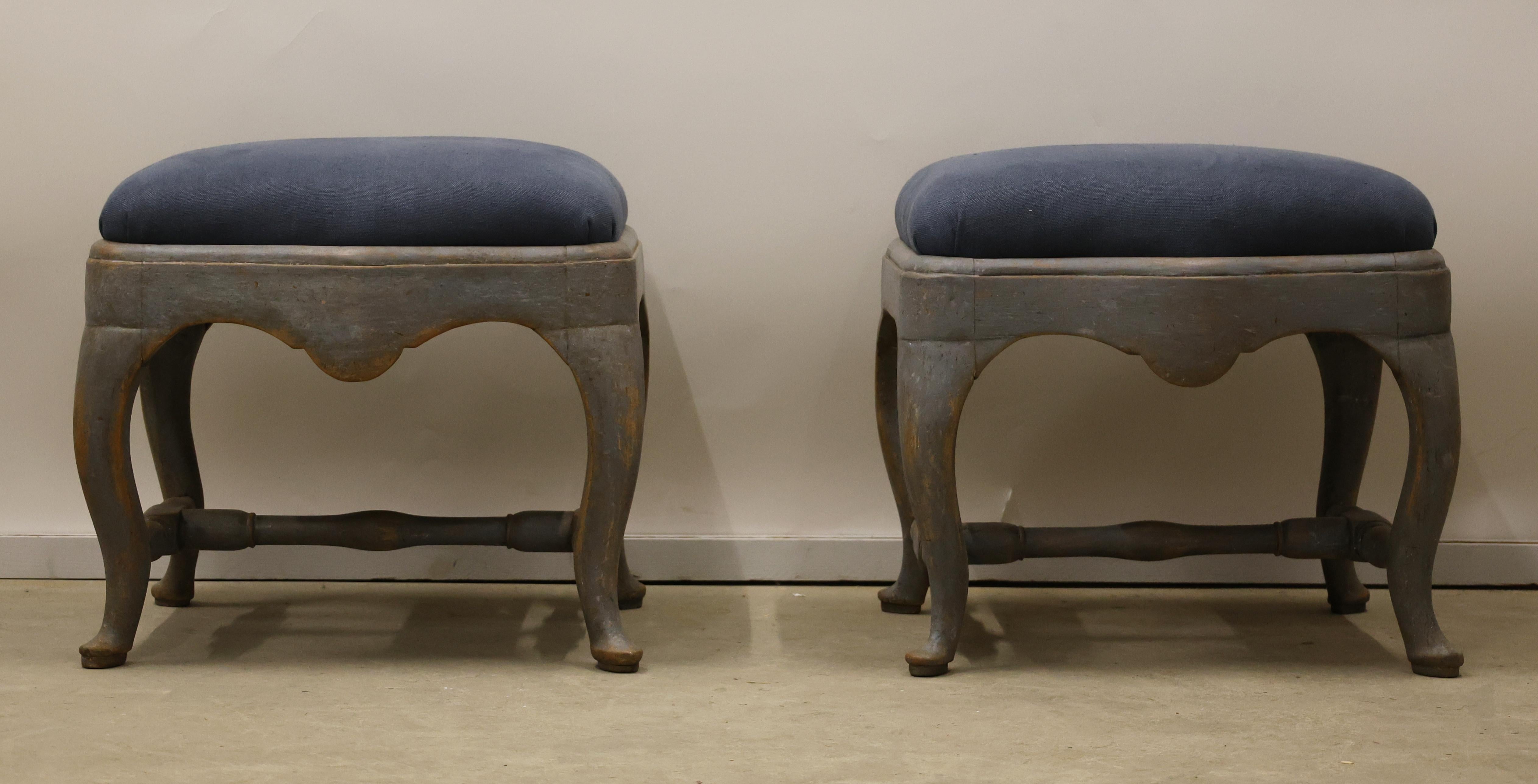 Paire de tabourets rococo Bon état - En vente à Ljungby, SE