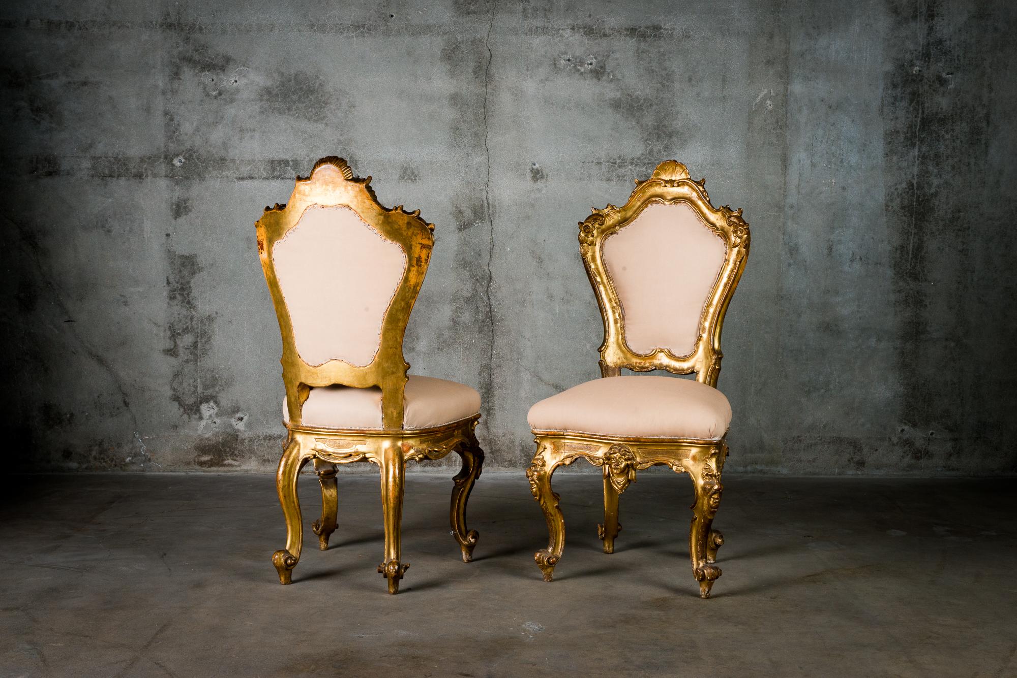 A pair of chairs in the Rococo style, 19th century.