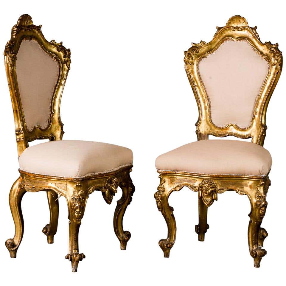 French Rococo Style Giltwood Side Chairs, 4 For Sale at 1stDibs