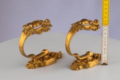 Pair of Rococo-Style Curtain Hooks in Gilt Bronze, France, Late 19th Century