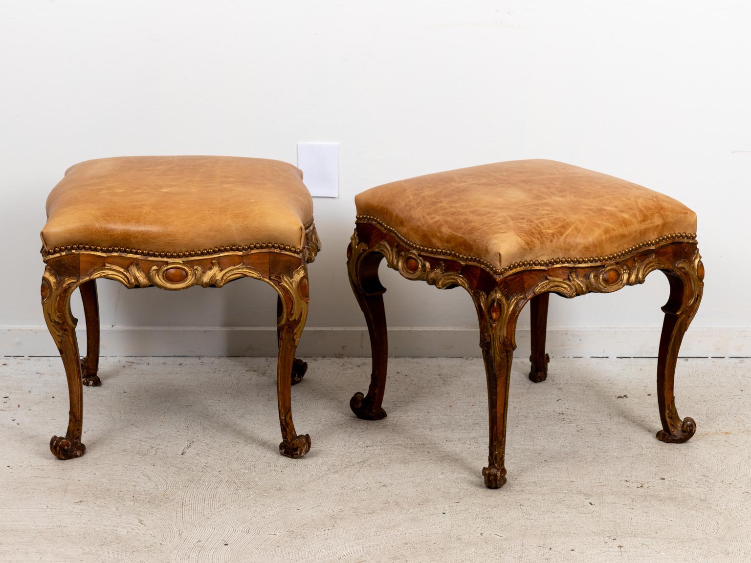 Pair of Rococo Style Footstools In Good Condition In Stamford, CT