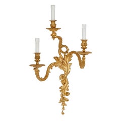 Pair of Rococo Style Gilt Bronze Wall Sconces