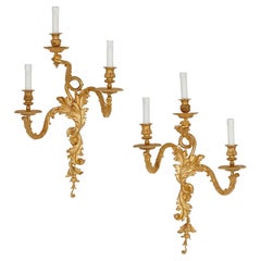 Pair of Rococo Style Gilt Bronze Wall Sconces