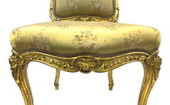 Pair of Rococo Style Gilt Wood Side Chairs, Late 19th Century