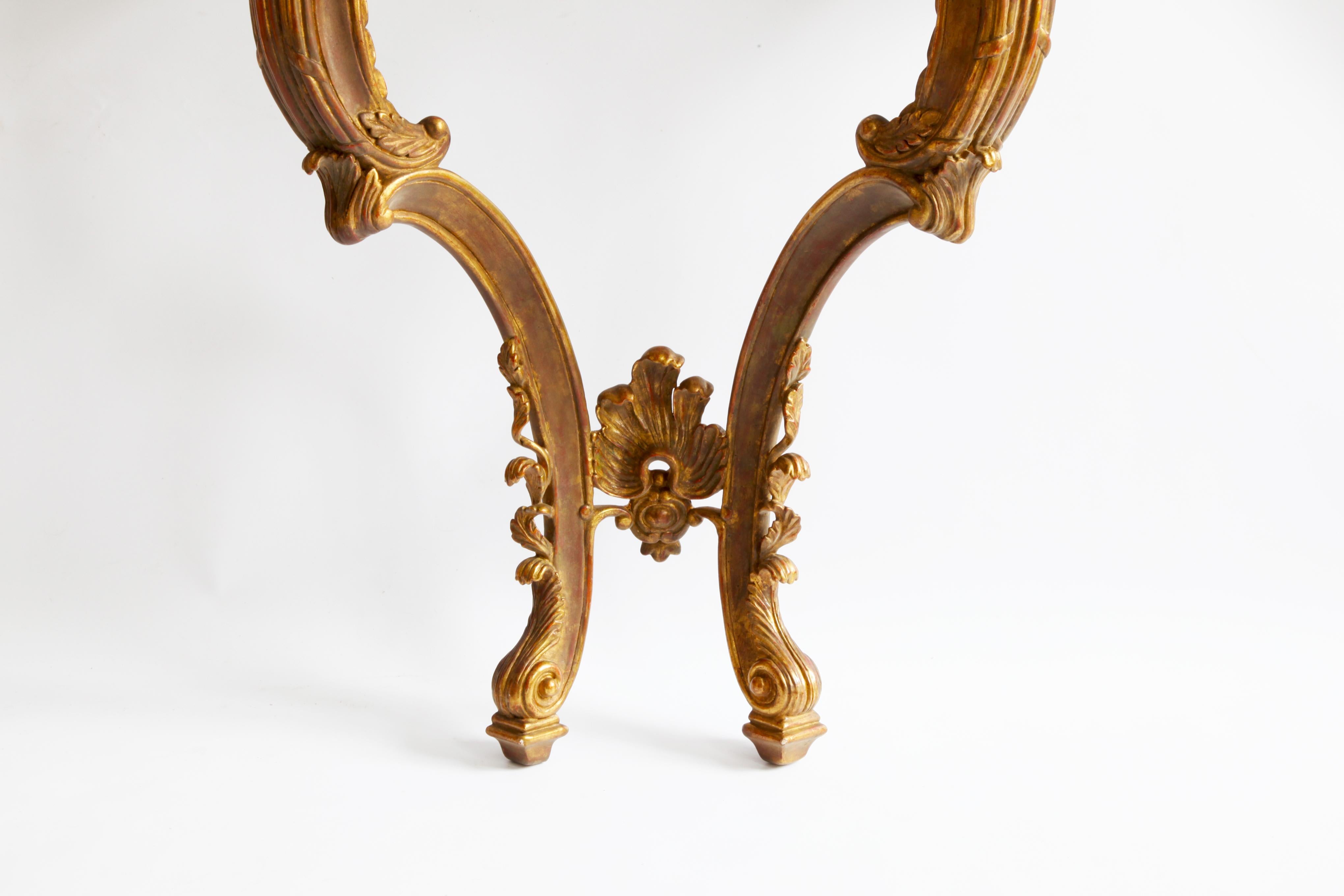 Hand-Carved Pair of Rococo Style Giltwood Consoles Reproduced by La Maison London