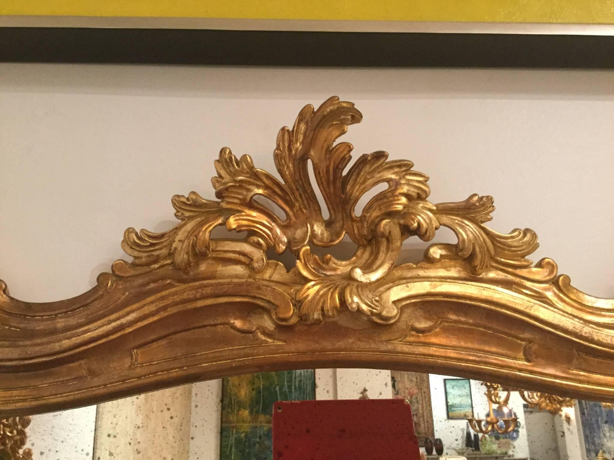 Pair of Hand Carved Rococo Gold Gilt Mirrors - FREE LOCAL DELIVERY In Distressed Condition In Dallas, TX