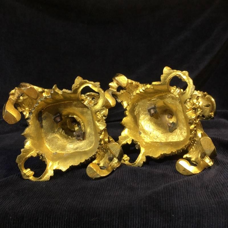 Pair of Rococo Style Ormolu Candlesticks, circa 1880 In Good Condition For Sale In Geelong, Victoria