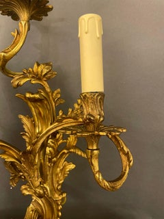 Pair of Rococo Style Ormolu Wall Lights