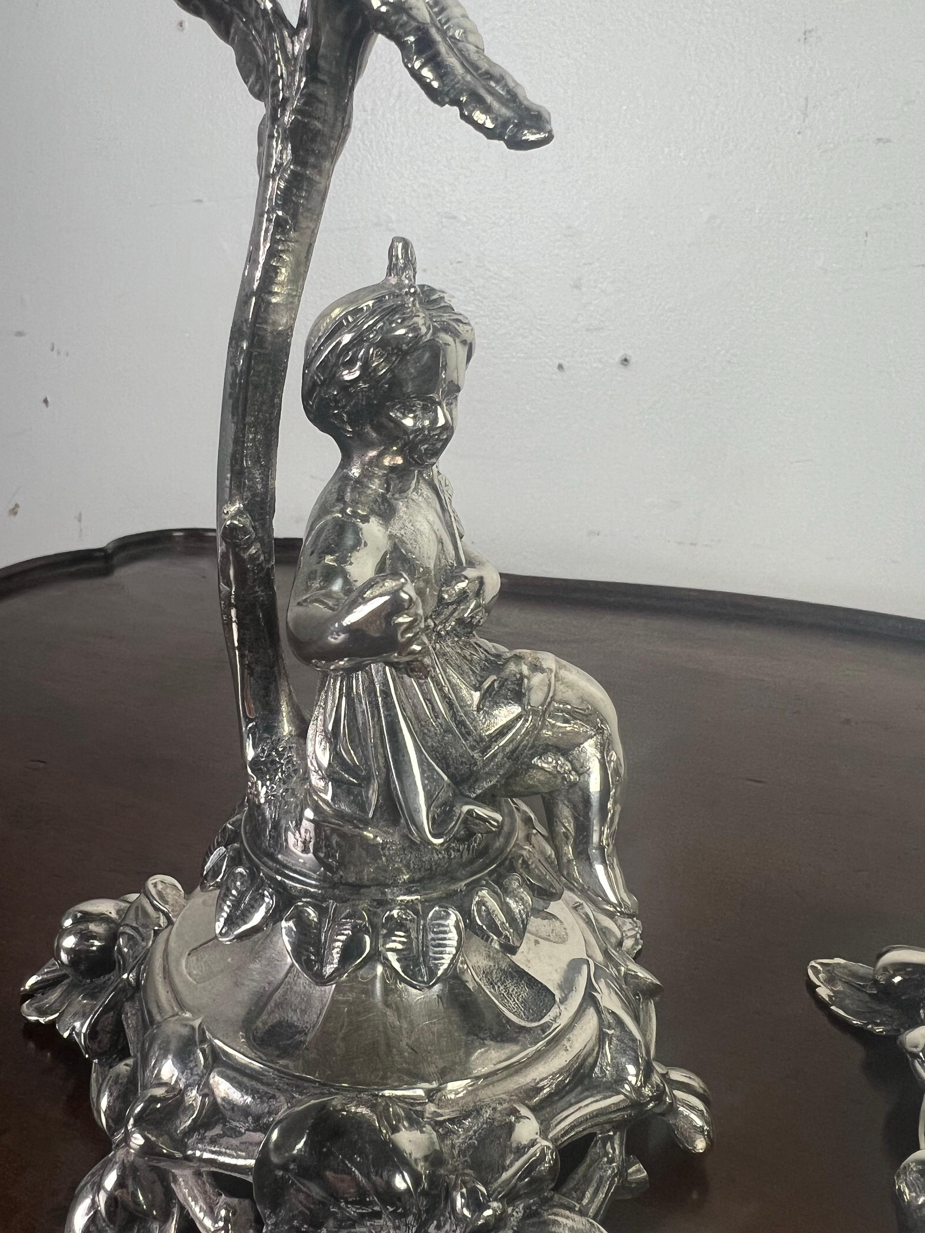 Pair of Rococo Style Silver Cherub Candlesticks-Early 20th Century 5