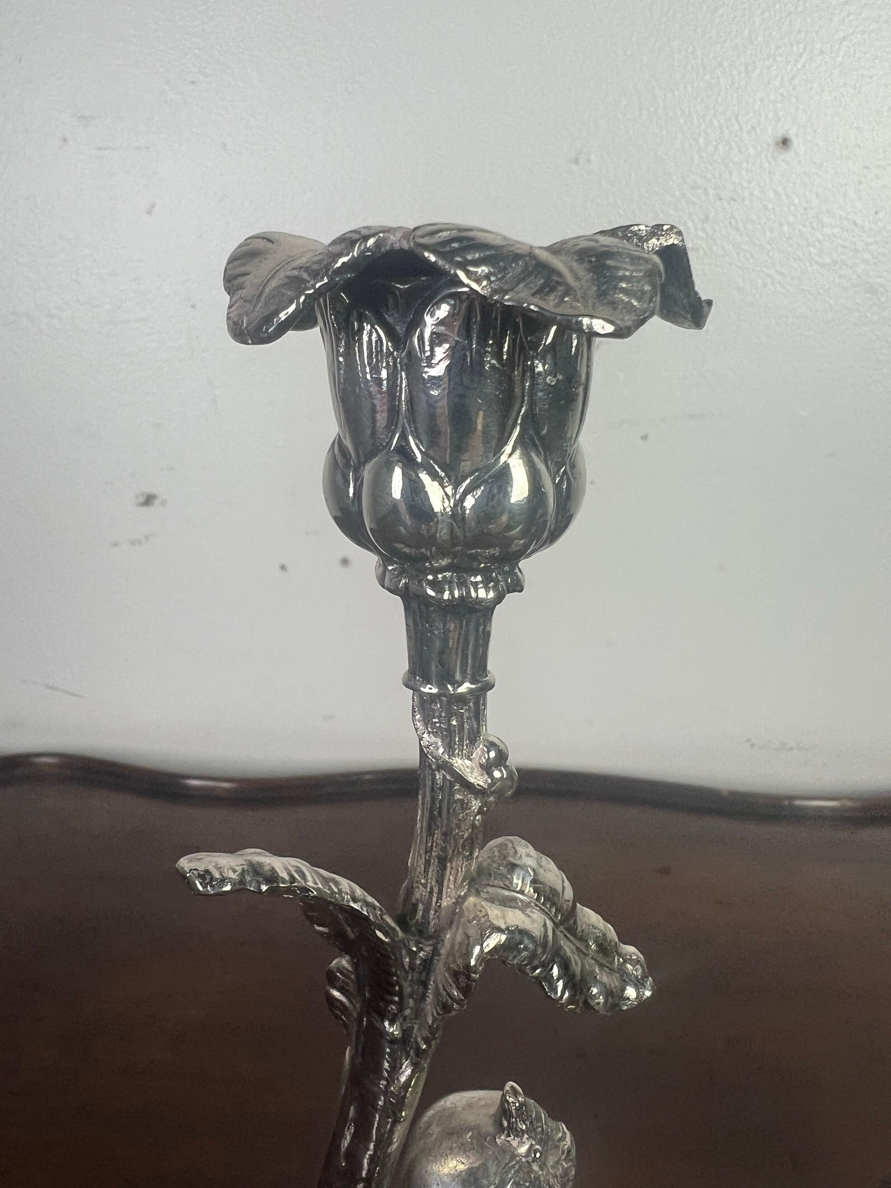 Pair of Rococo Style Silver Cherub Candlesticks-Early 20th Century 3