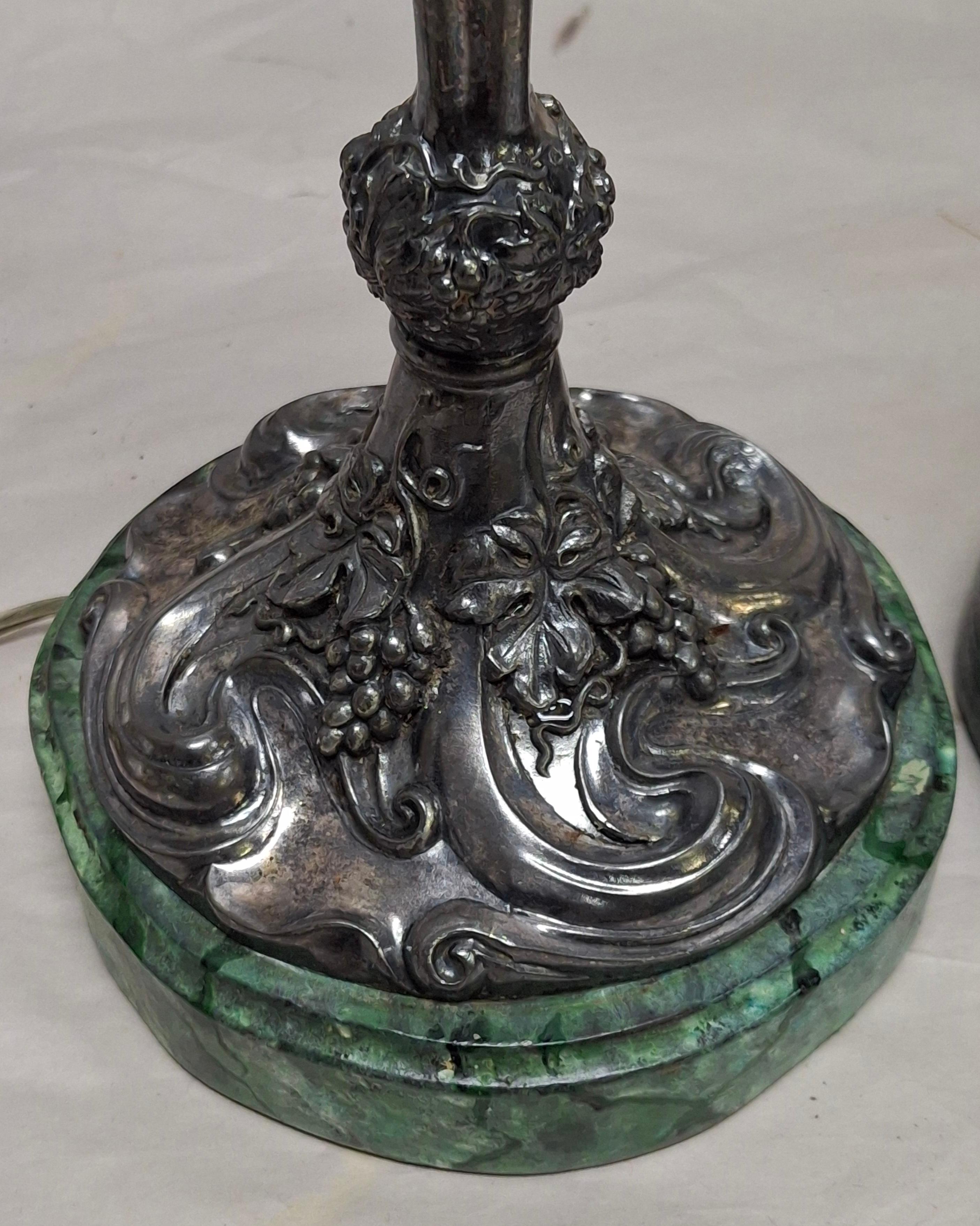 Pair of Rococo Style Silverplate Candlesticks Mounted as Lamp In Good Condition For Sale In Germantown, MD