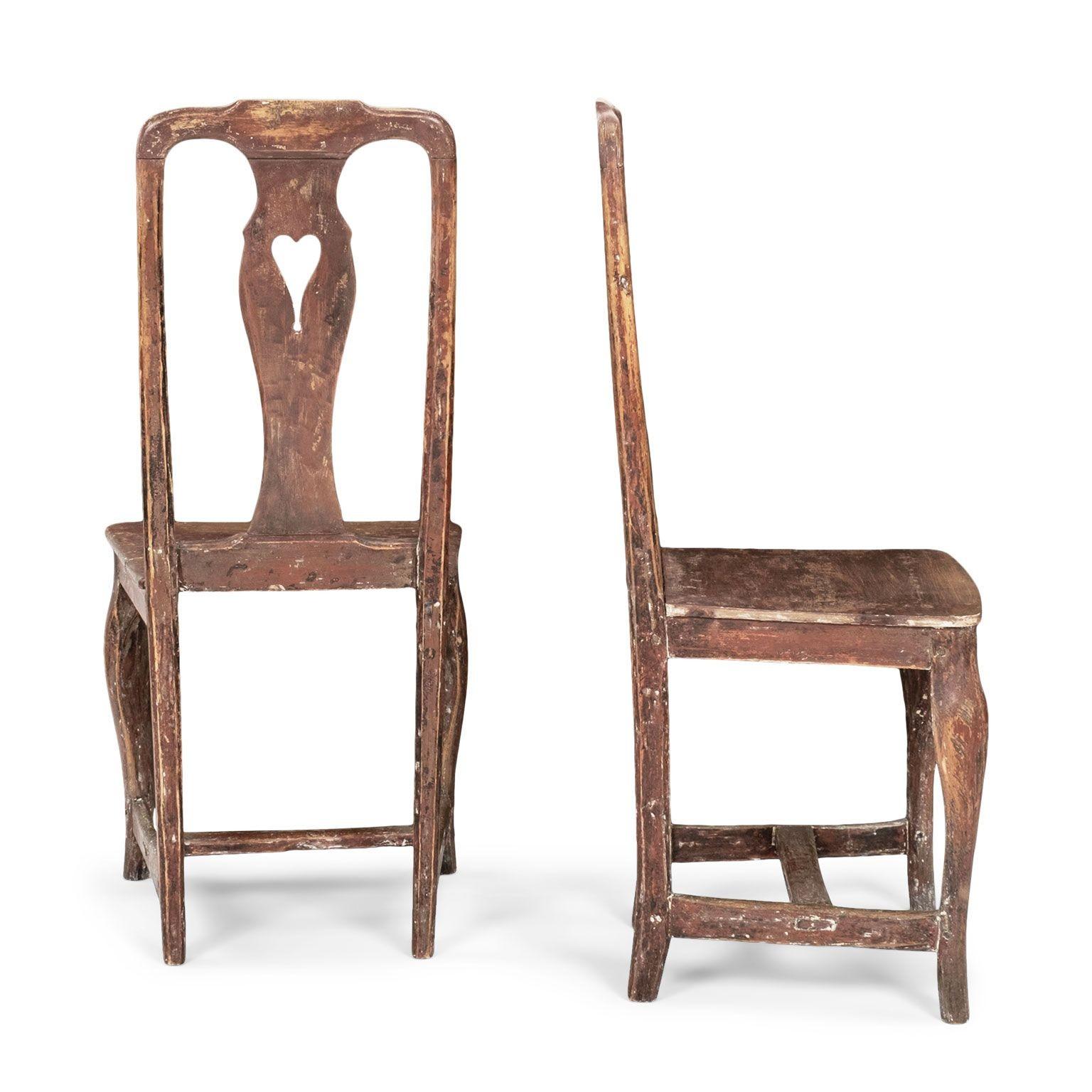 Hand-Carved Pair of Rococo Swedish Side Chairs For Sale
