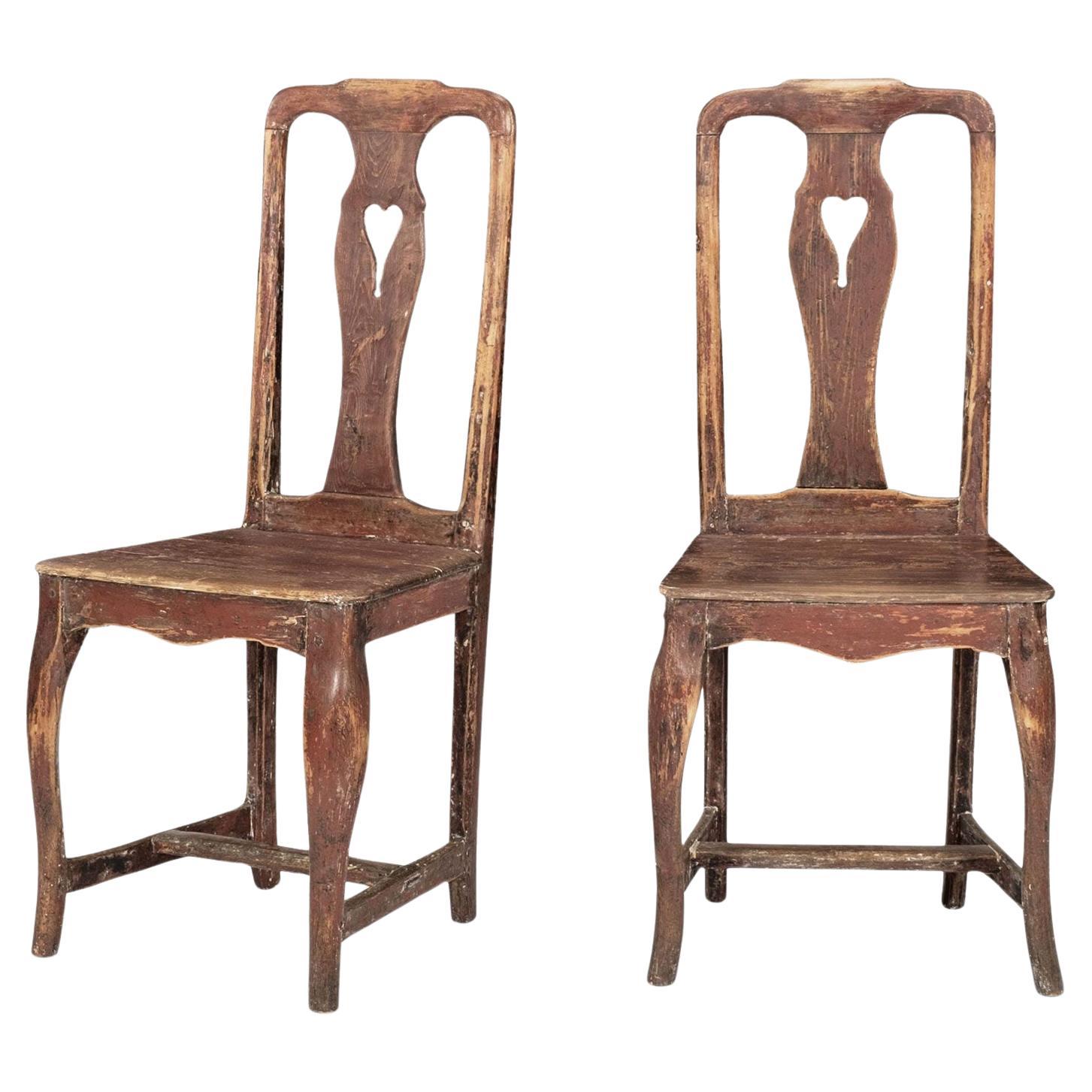 Pair of Rococo Swedish Side Chairs For Sale