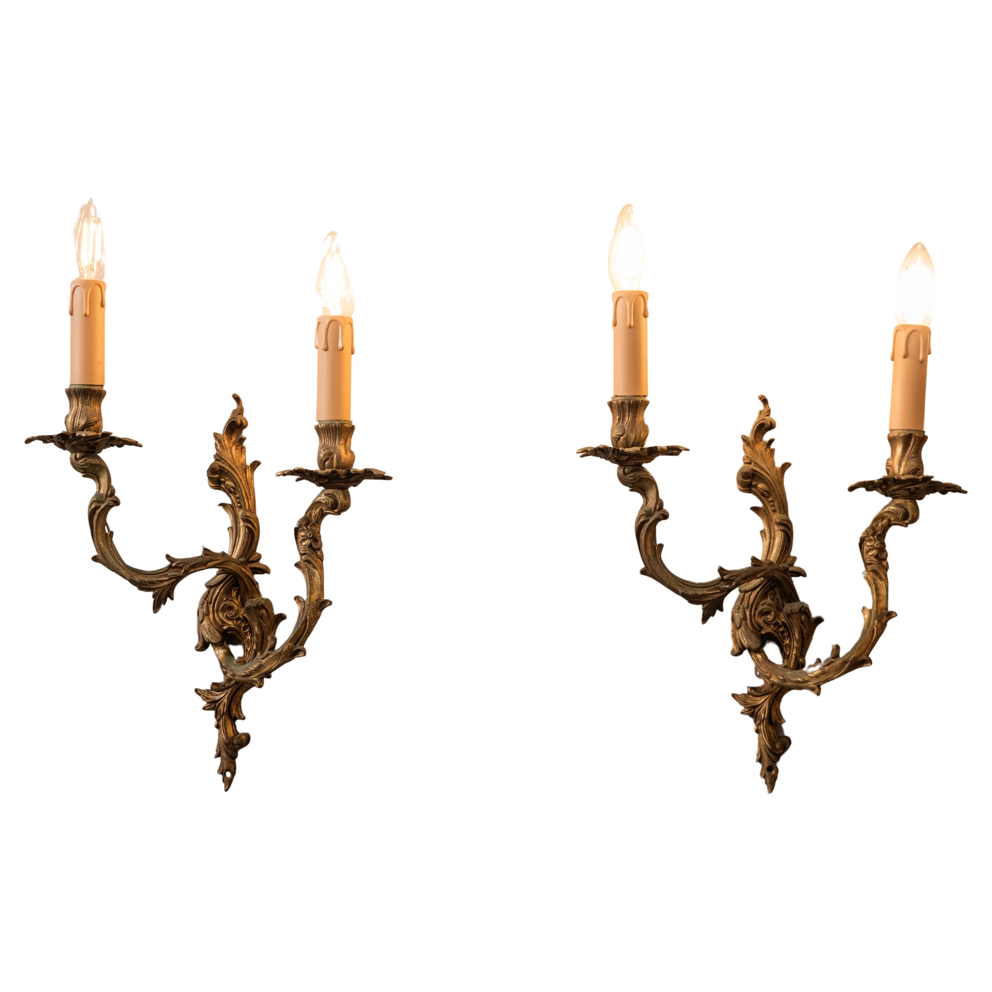Pair of Rococo wall lamps