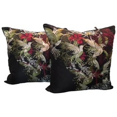 Pair of Rodeo Home Beverly Hills Embroidered Flora and Fauna Throw Pillows