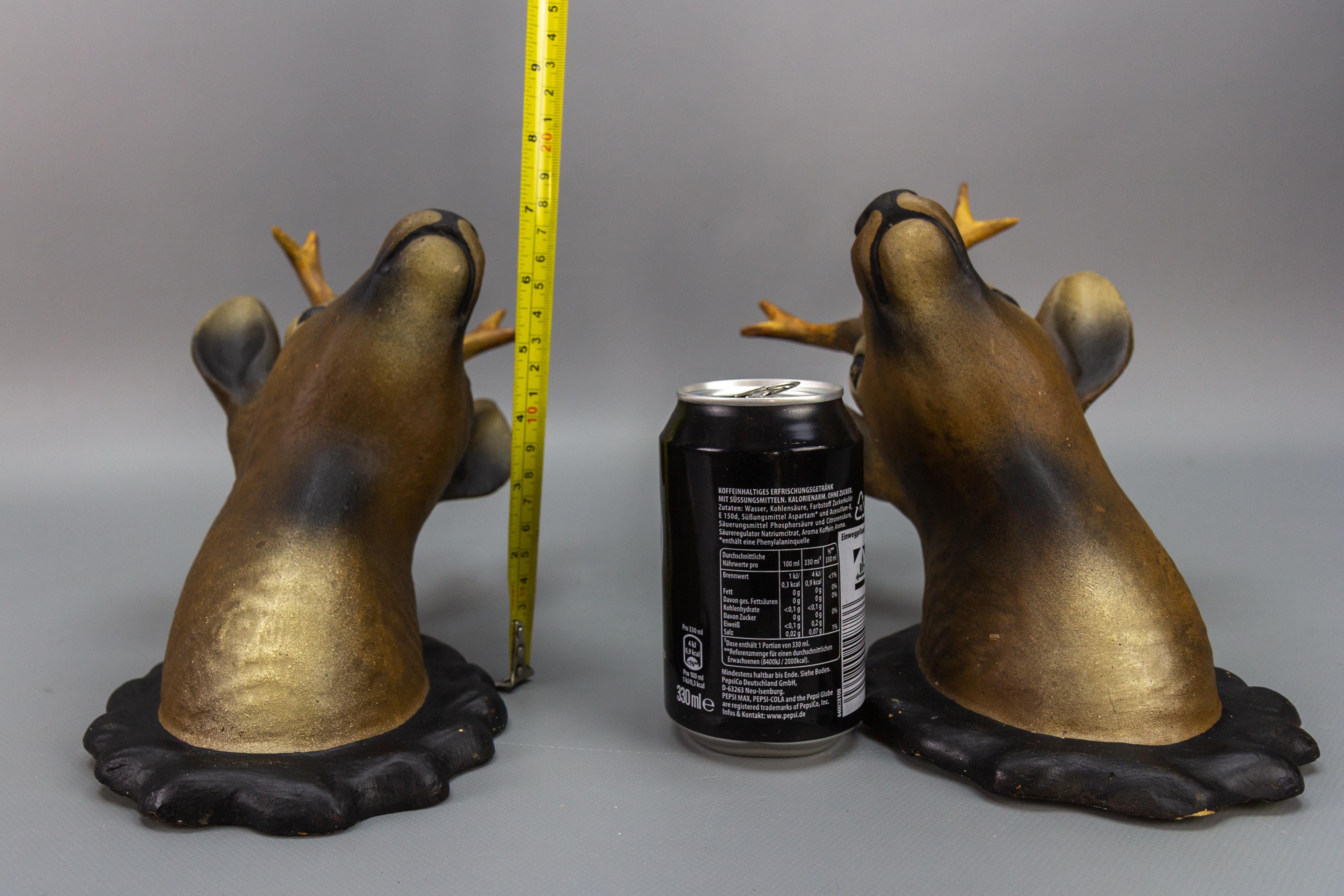 Pair of Roe Deer Heads, Wall Decoration, Germany, 1930s For Sale 1