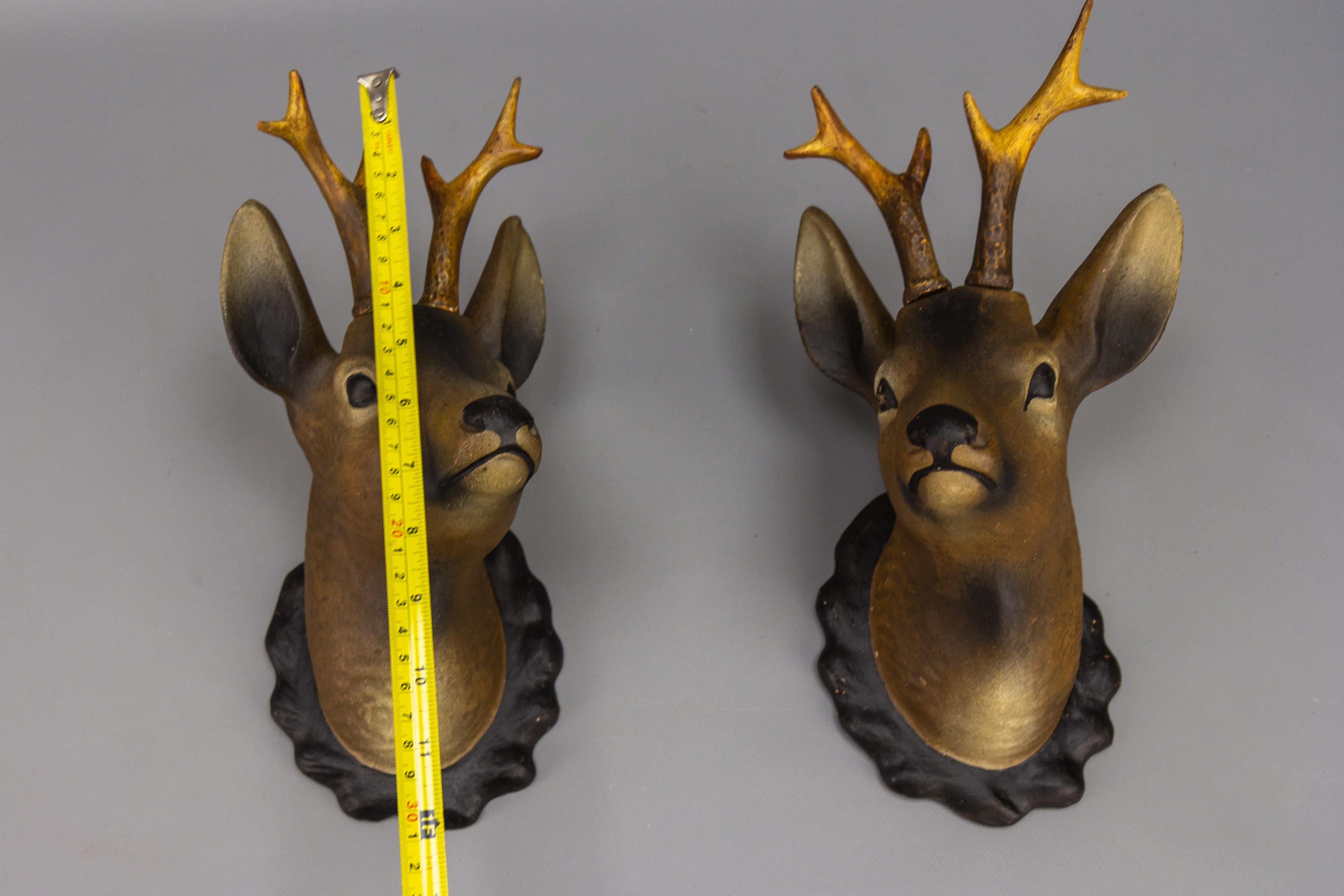Pair of Roe Deer Heads, Wall Decoration, Germany, 1930s For Sale 2