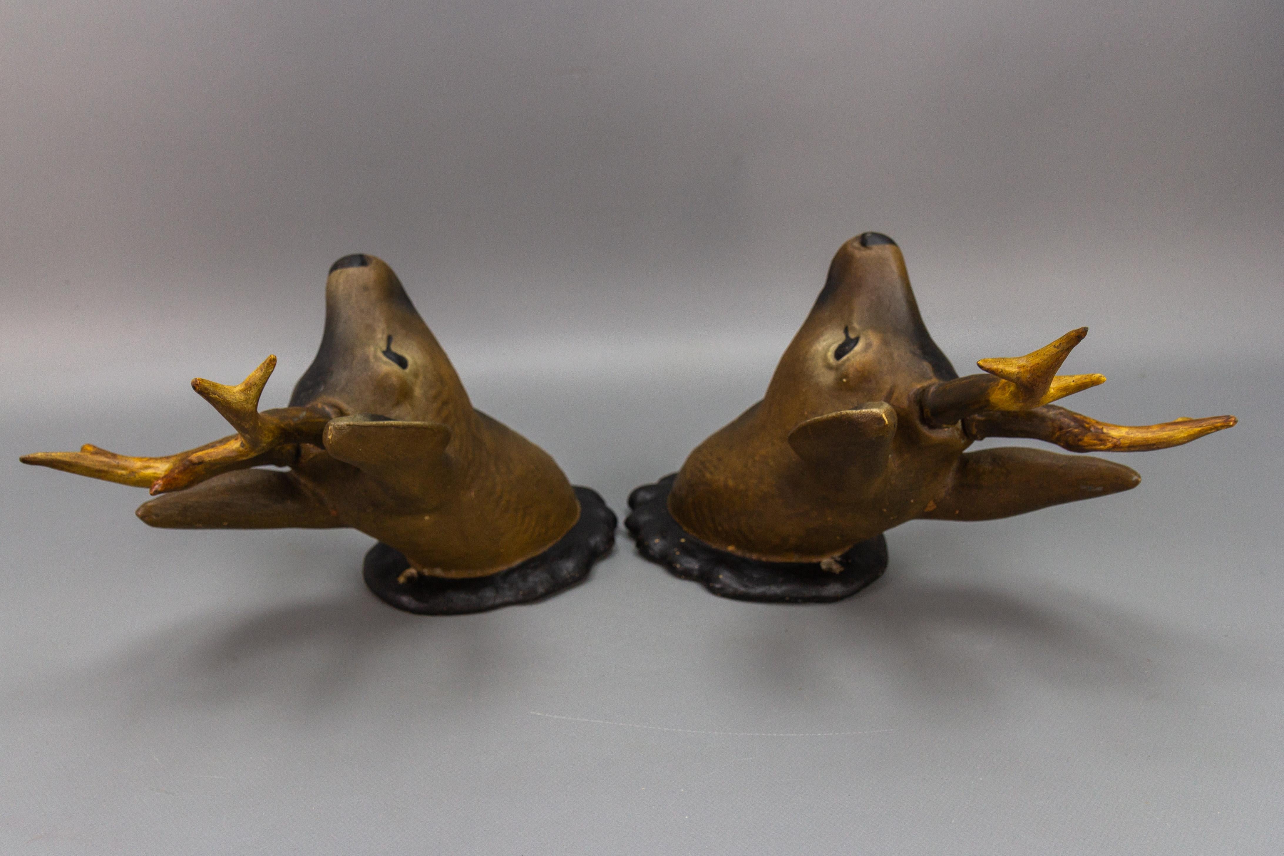 Pair of Roe Deer Heads, Wall Decoration, Germany, 1930s For Sale 8