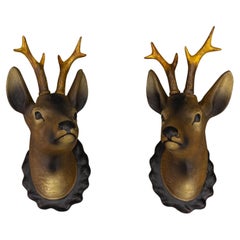 Pair of Roe Deer Heads, Wall Decoration, Germany, 1930s