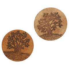 Coppia di fermacarte con albero della vita in ceramica di Roger Capron