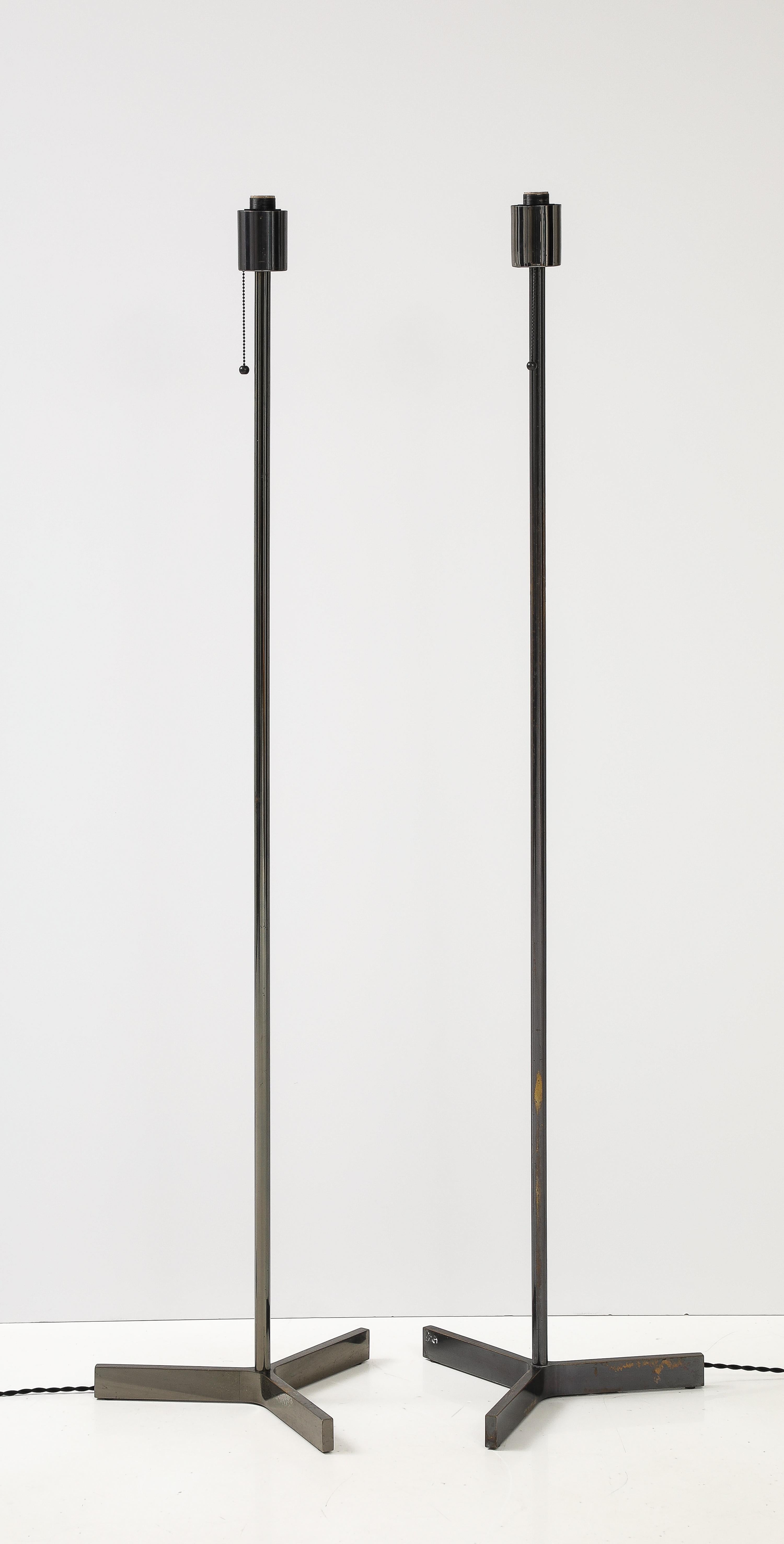 Modern Pair of Roger Fatus Gunmetal Floor Lamp, Model 6110 For Sale