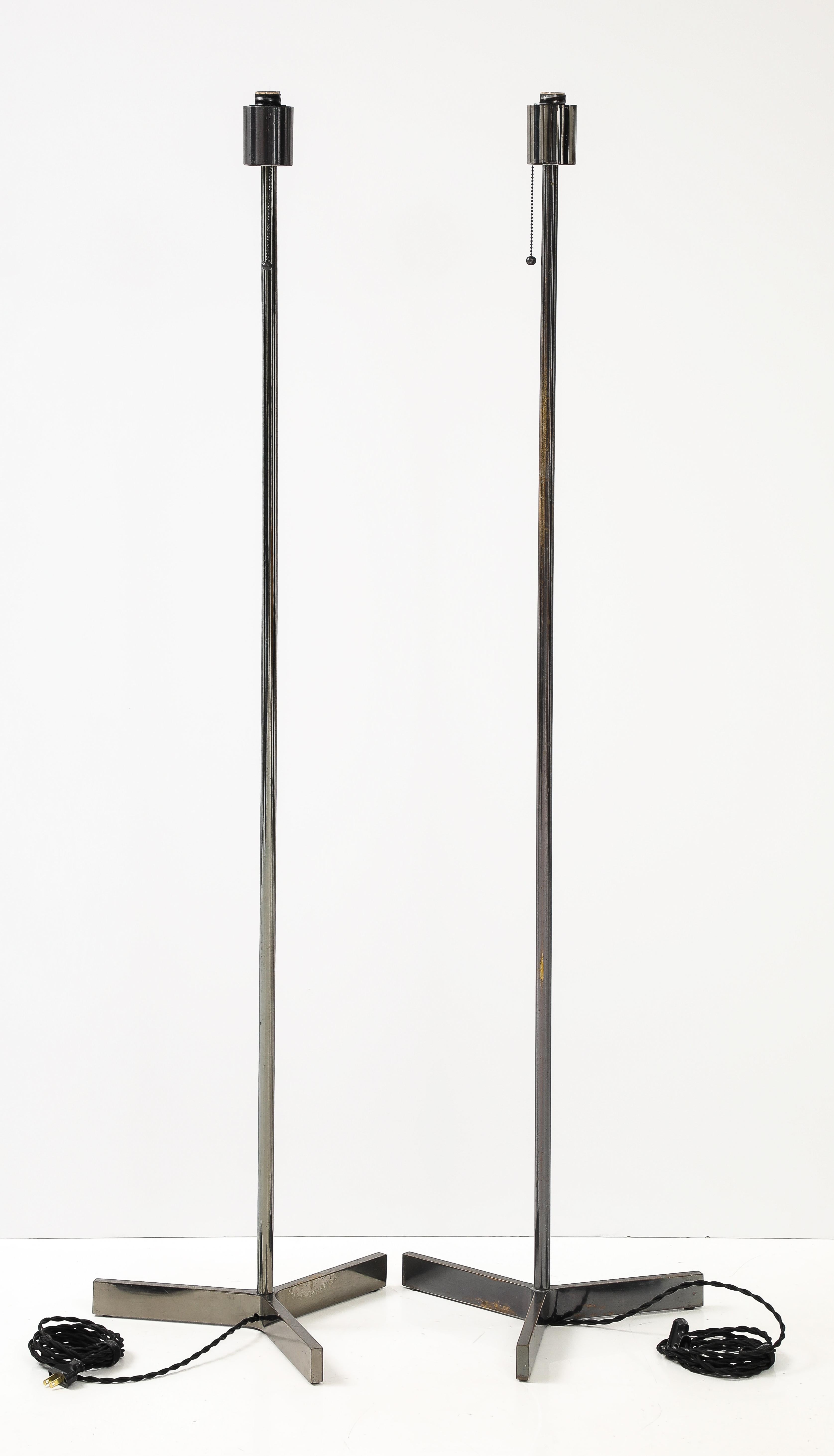 Pair of Roger Fatus Gunmetal Floor Lamp, Model 6110 In Good Condition For Sale In New York City, NY
