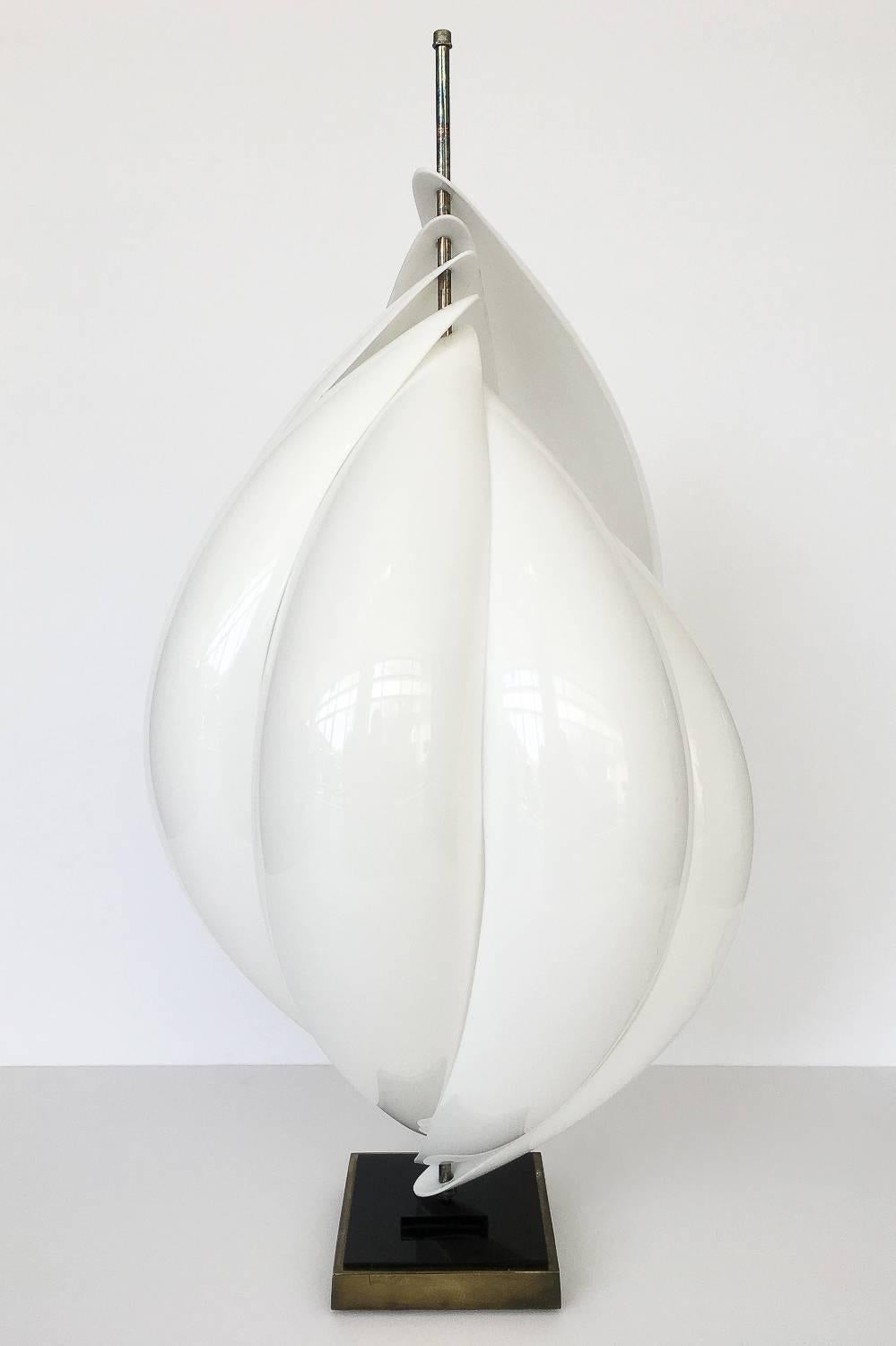 Canadian Pair of Roger Rougier Acrylic Twist Spiral Table Lamps