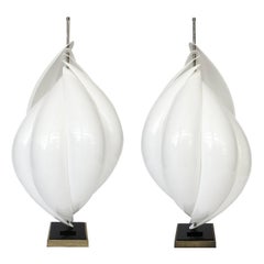 Pair of Roger Rougier Acrylic Twist Spiral Table Lamps
