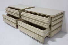 Pair of Roger Rougier Nightstands in Lacquer with Gold Trim