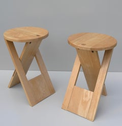 Paire de tabourets pliables Roger Tallon Ts pour Sentou, France, milieu du siècle, années 1970