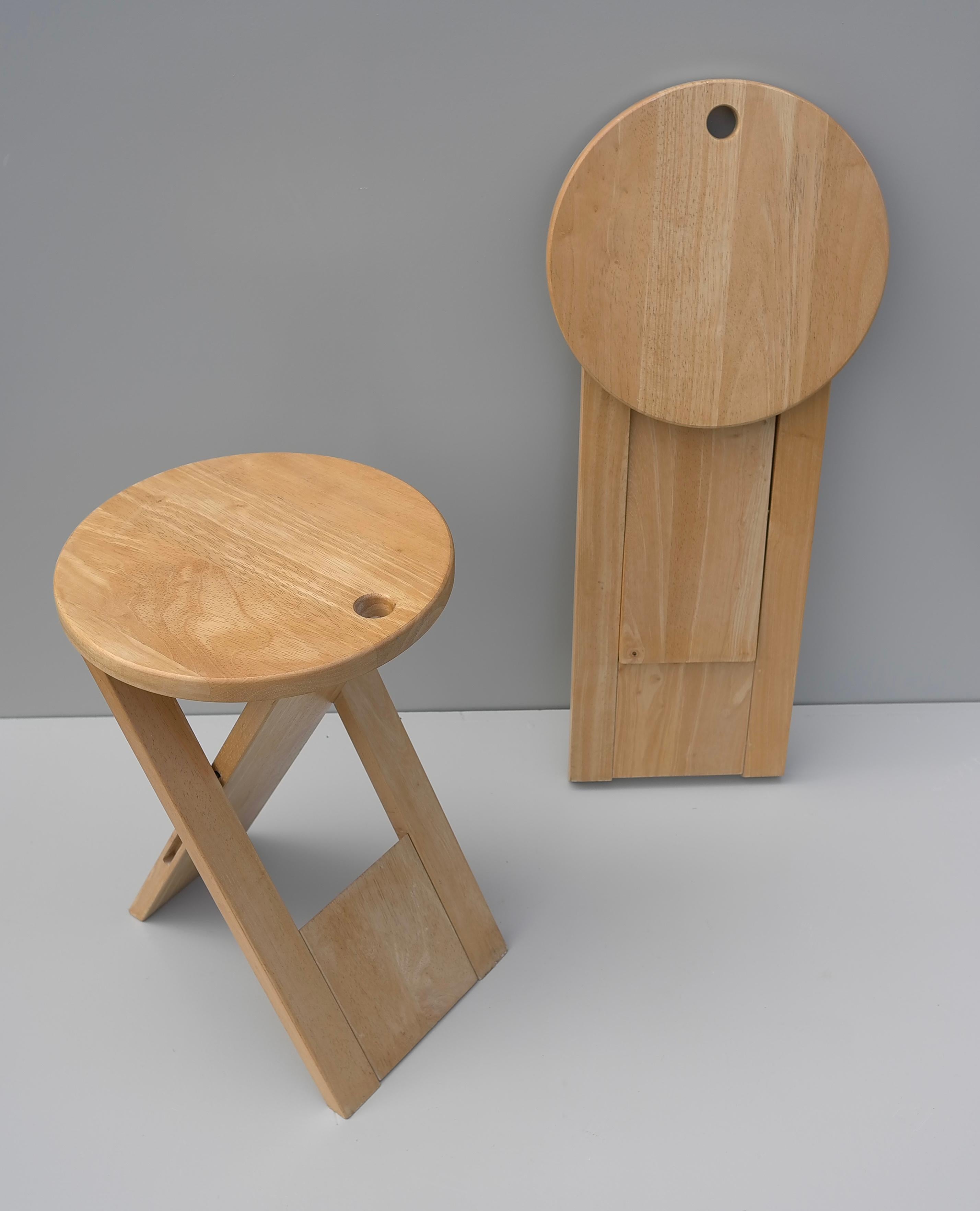 Mid-Century Modern Pair of Roger Tallon Ts Foldable Stools for Sentou, Mid-Century France 1970’s For Sale