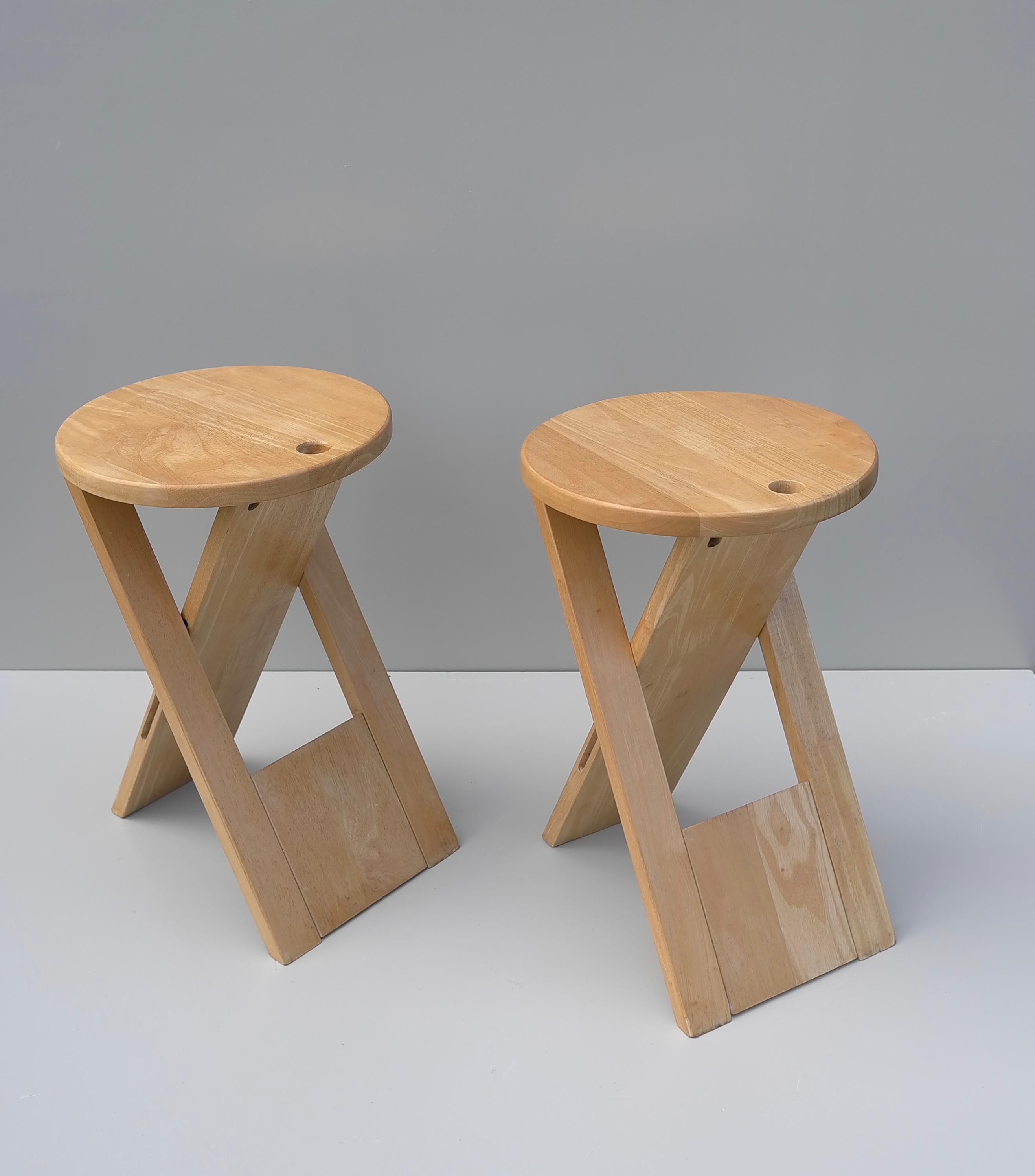 French Pair of Roger Tallon Ts Foldable Stools for Sentou, Mid-Century France 1970’s For Sale
