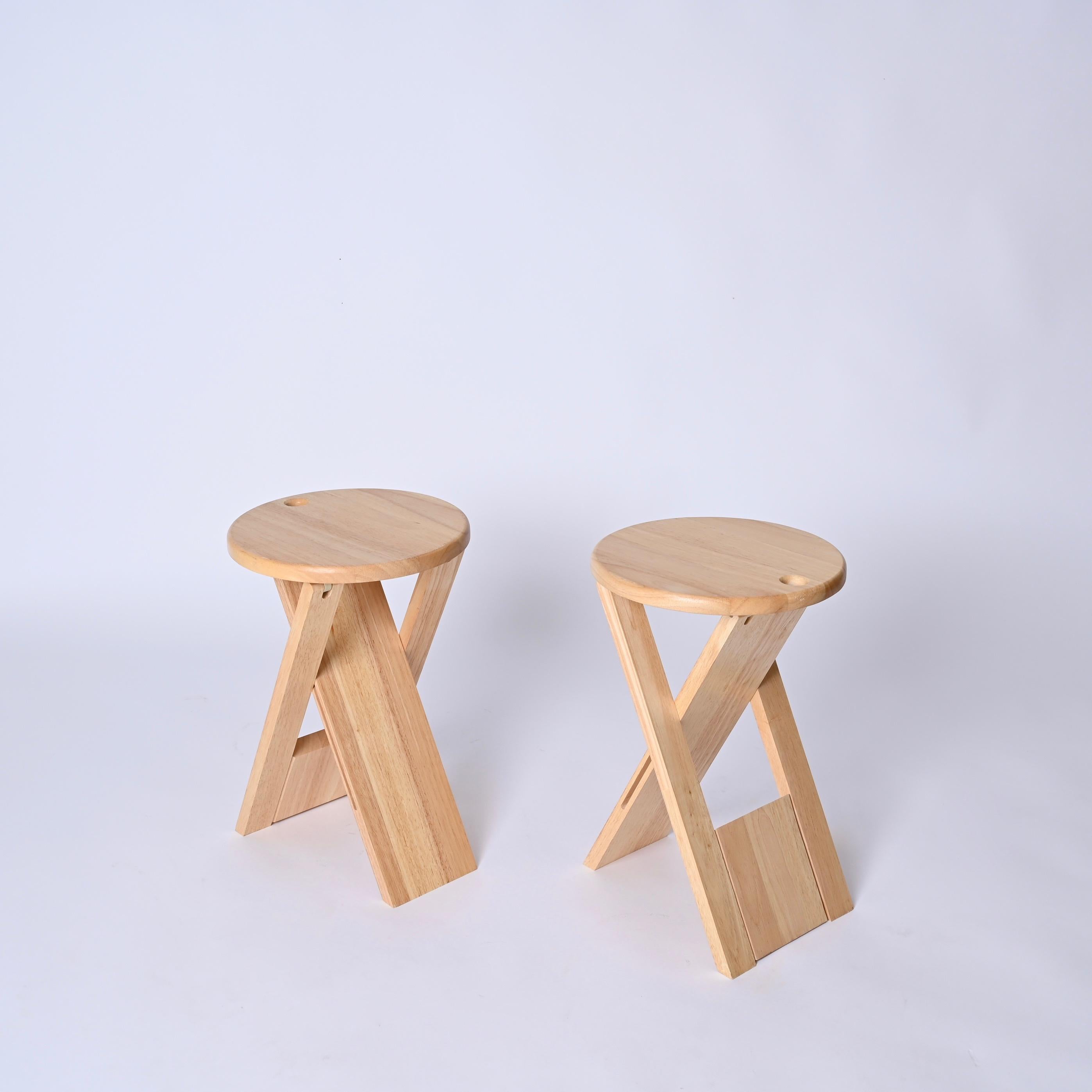 Mid-Century Pair of Roger Tallon Ts Folding Stools for Sentou, France 1970s For Sale 4