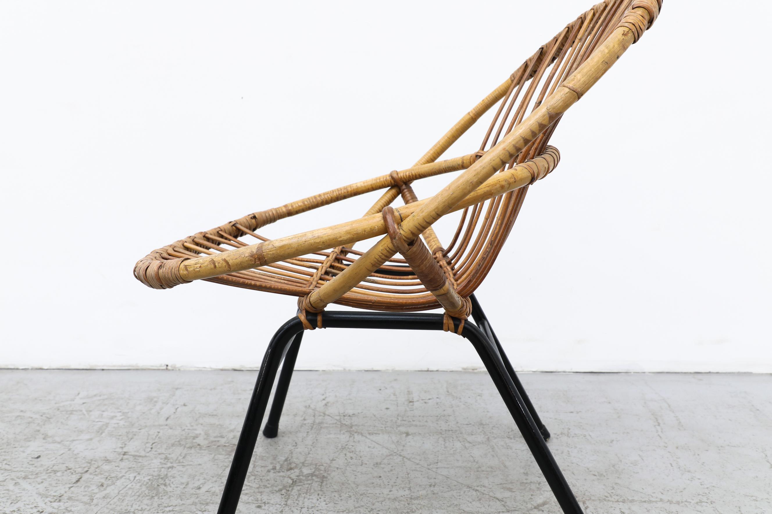 Pair of Rohe Noordwolde Bamboo Hoop Chairs with Black Tubular Legs 6