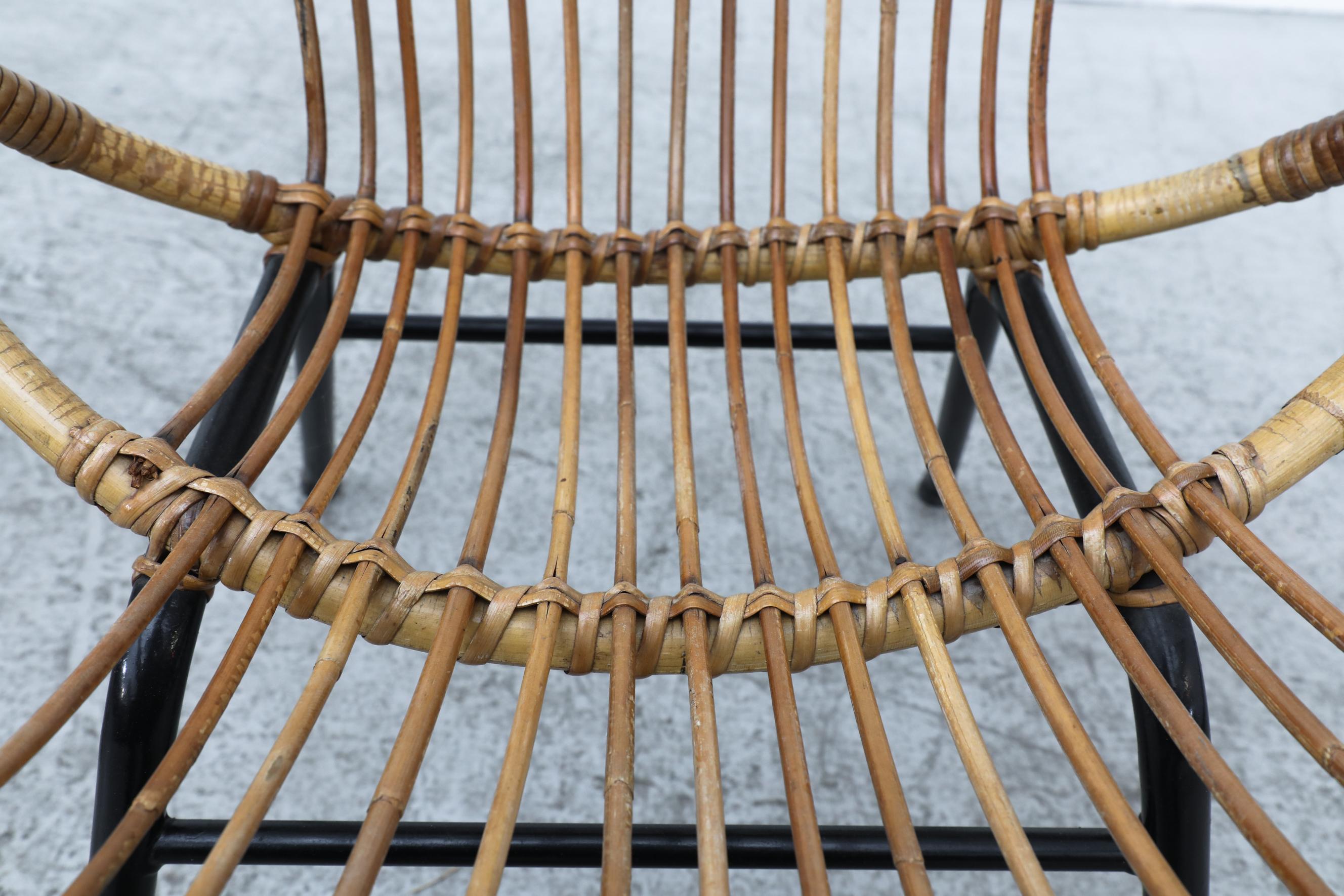 Pair of Rohe Noordwolde Bamboo Hoop Chairs with Black Tubular Legs 11