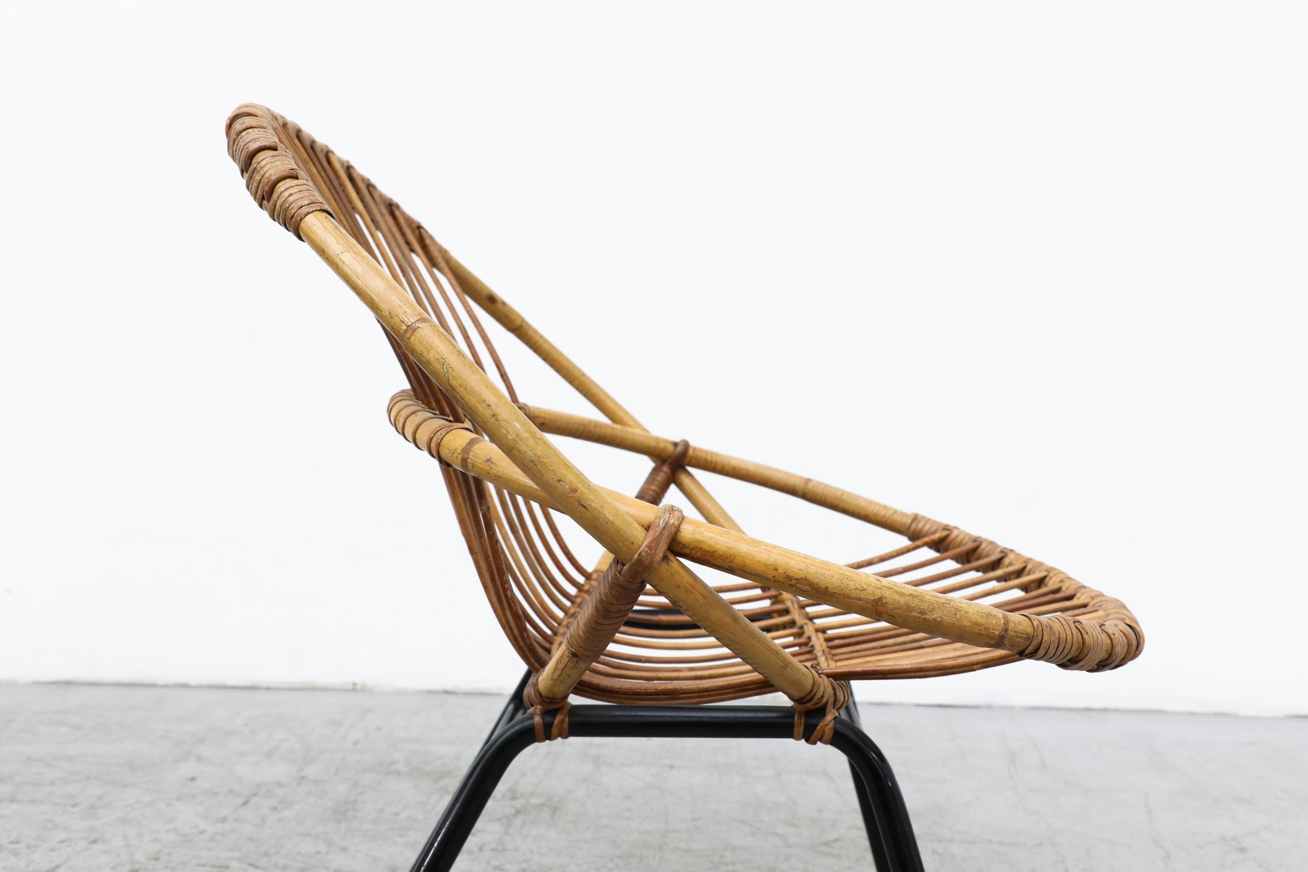 Pair of Rohe Noordwolde Bamboo Hoop Chairs with Black Tubular Legs 13