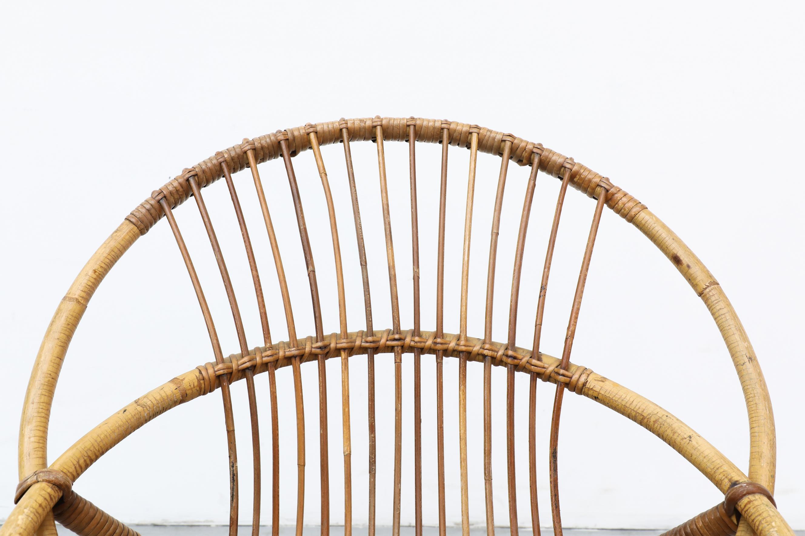 Pair of Rohe Noordwolde Bamboo Hoop Chairs with Black Tubular Legs 3