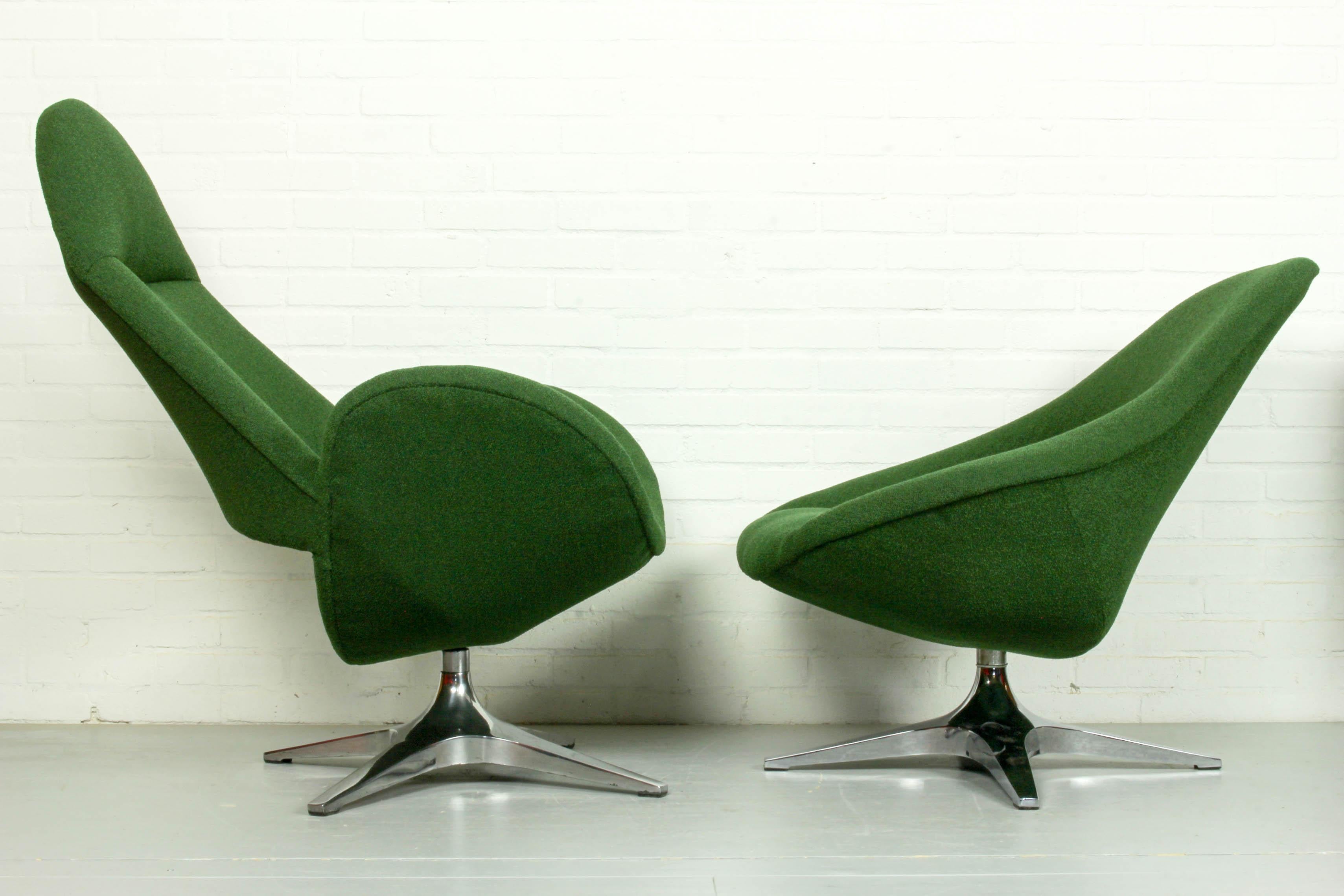 Mid-Century Modern Pair of Rohe Noordwolde Lounge Chair with Aluminium Crossfoot, 1960s