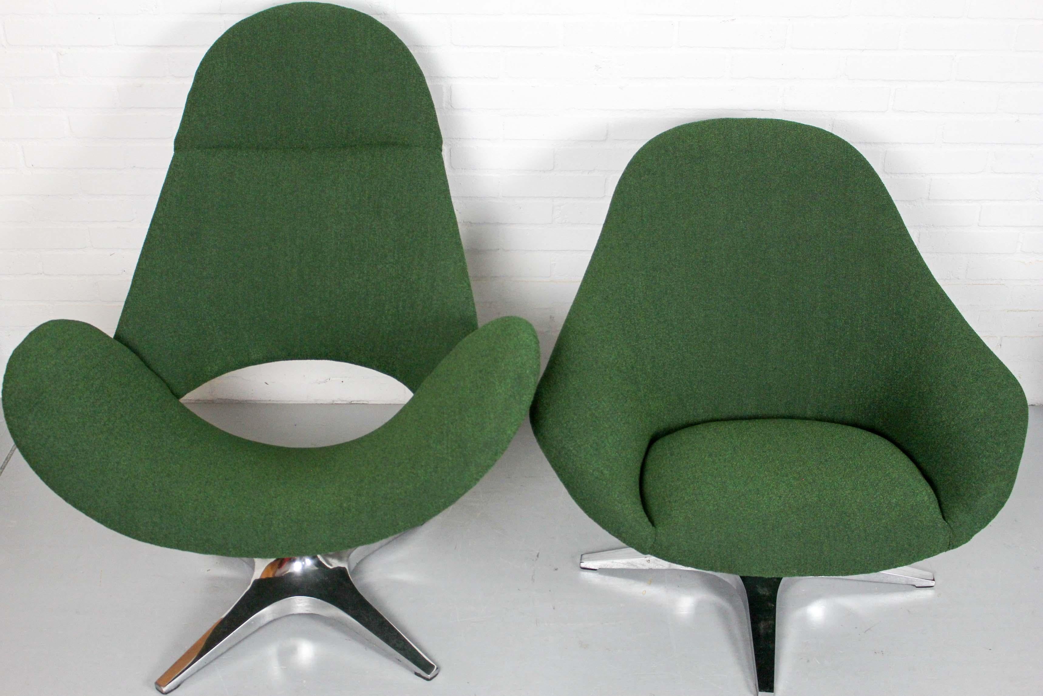 Pair of Rohe Noordwolde Lounge Chair with Aluminium Crossfoot, 1960s 1