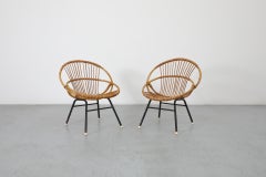 Pair of Rohe Noordwolde "Model 149" Bamboo Hoop Chairs w/ Black Enameled Frames