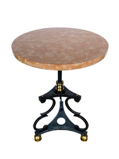 Pair of Drink Tables with Rojo Marble Tops