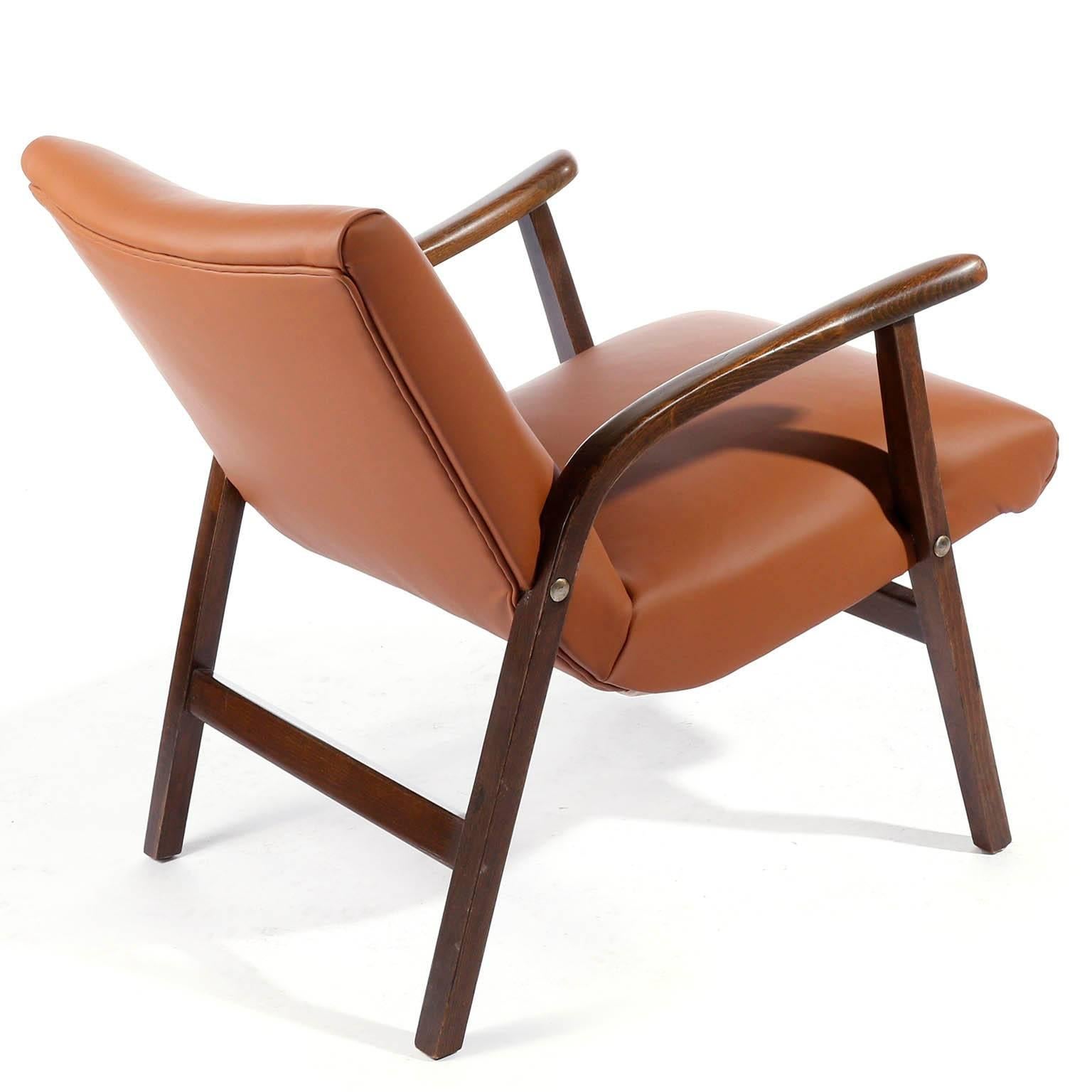 Pair of Roland Rainer Chairs Armchairs Cafe Ritter Cognac Leather Austria, 1950s In Excellent Condition For Sale In Hausmannstätten, AT