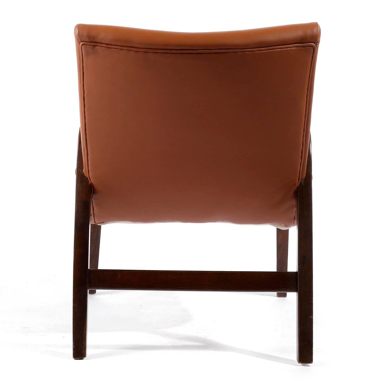 Mid-20th Century Pair of Roland Rainer Chairs Armchairs Cafe Ritter Cognac Leather Austria, 1950s For Sale
