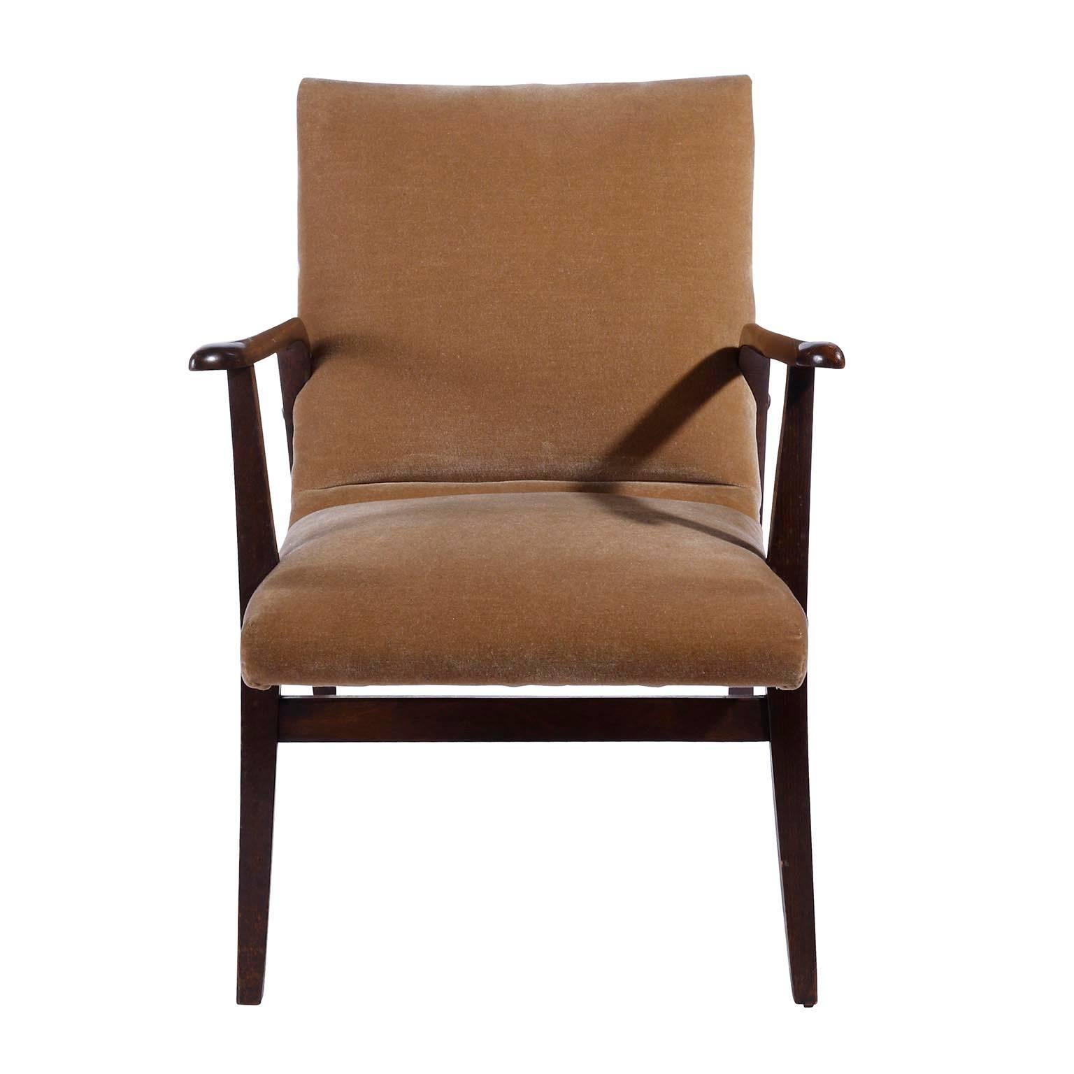 Paire de fauteuils de salon Roland Rainer, Cafe Ritter, bois de velours, années 1950 Bon état - En vente à Hausmannstätten, AT