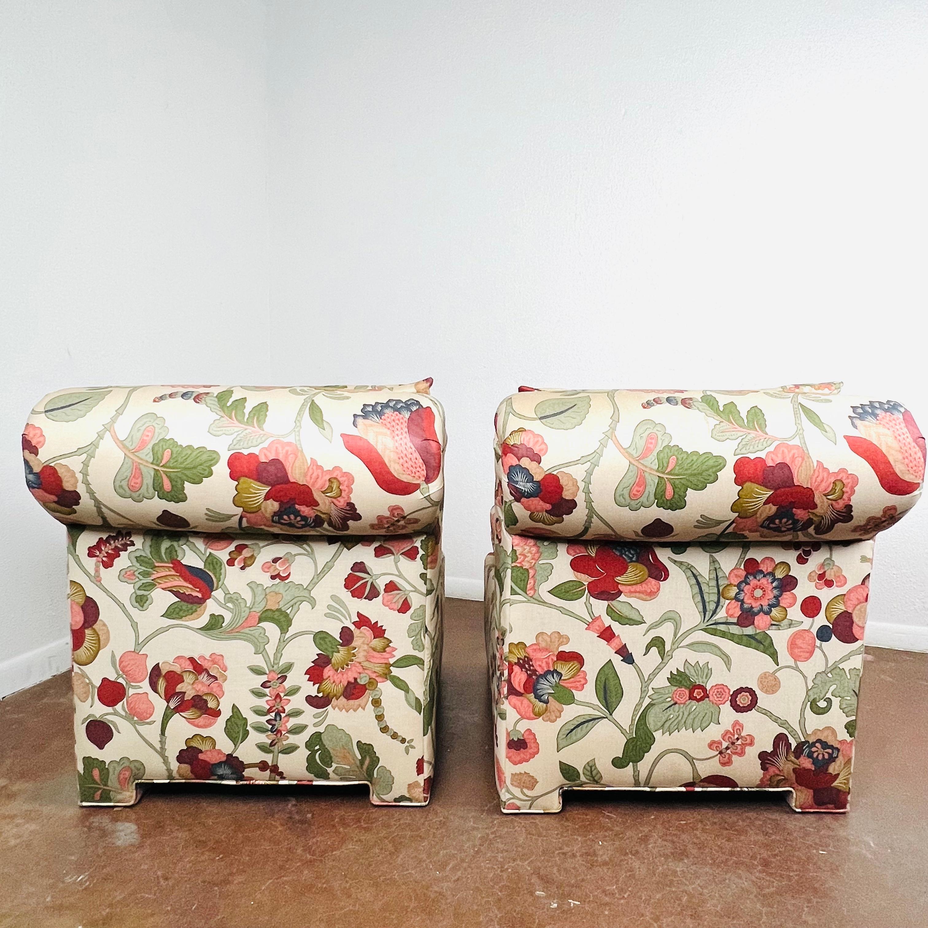 Late 20th Century Pair of Rollback Slipper Chairs