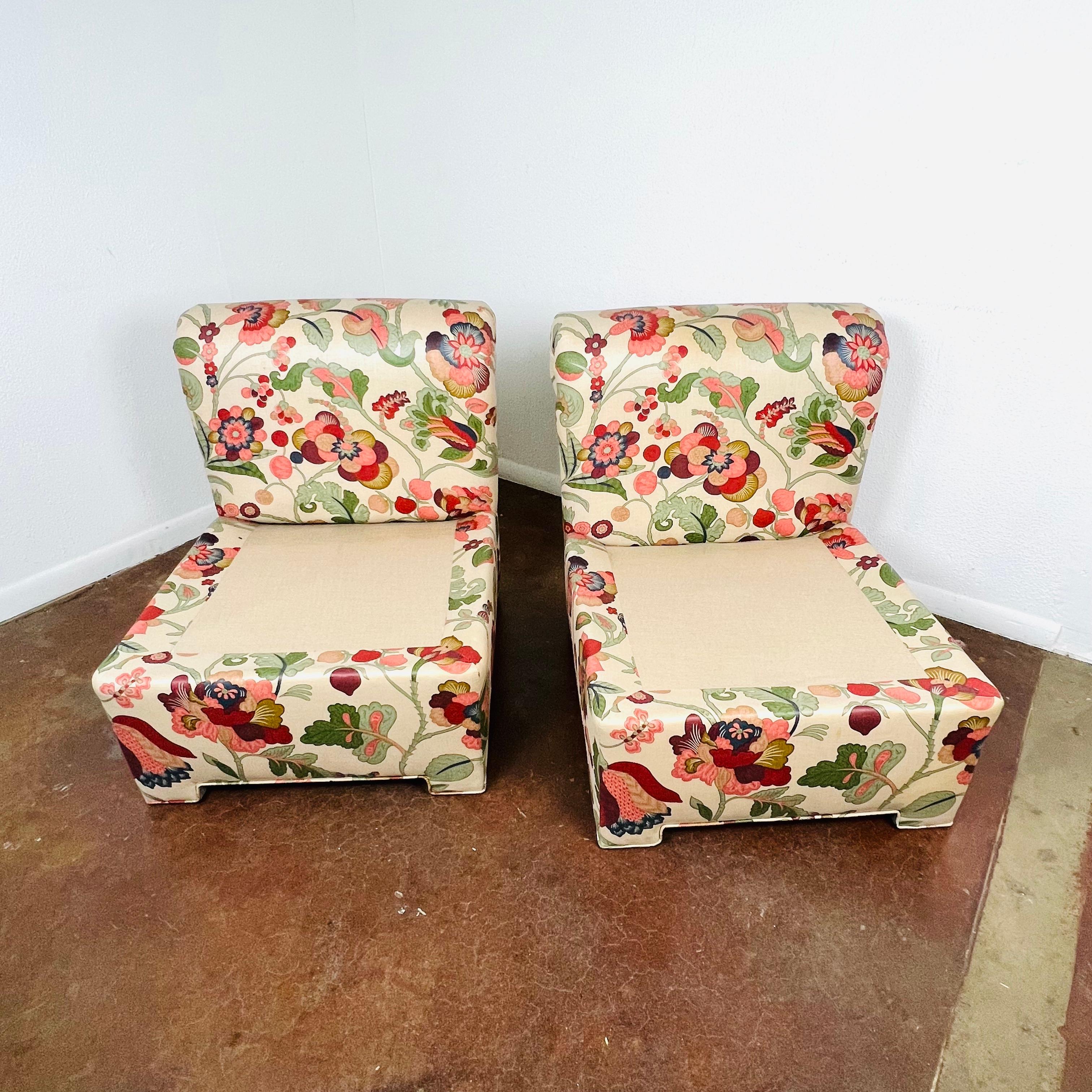 Pair of Rollback Slipper Chairs 2