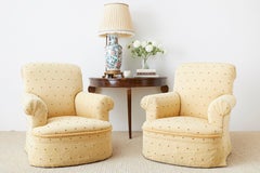 Pair of Rolled Arm Upholstered Club Chairs
