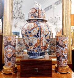 Pair of Roller Vases in Imari Porcelain with Gilt Bronze Mounts, 19th century
