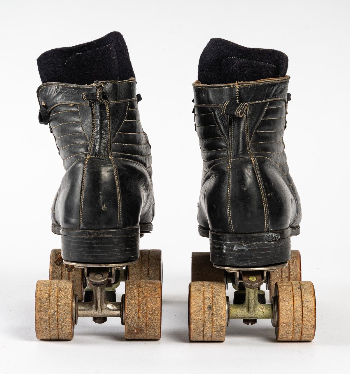 Wood Pair of Rollerblades in Its Box, 1960s